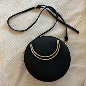 Street level black gold circular crossbody bag